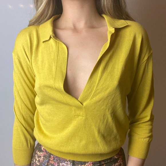 Babaton Yellow 3/4 Sleeve Shirt